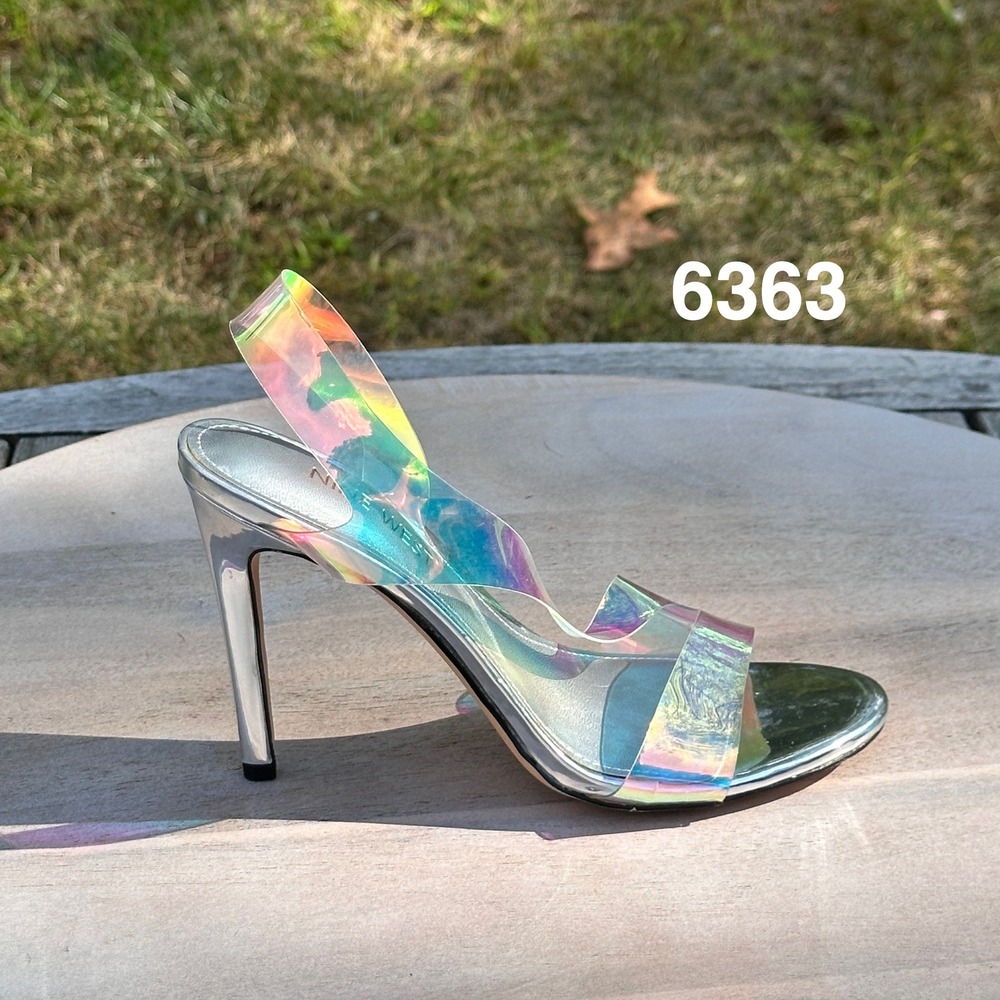 Nine West Womens Ilene3 Size 6 Heels Slingback Slip-On iridescent Sexy Heels
